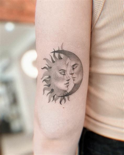 half moon and sun tattoo|sun and moon kissing meaning.